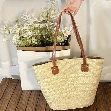 Bolsa de palha feita à mão para mulheres 2025 nova bolsa de ombro elegante de grande capacidade bolsa de ombro bolsa de praia.