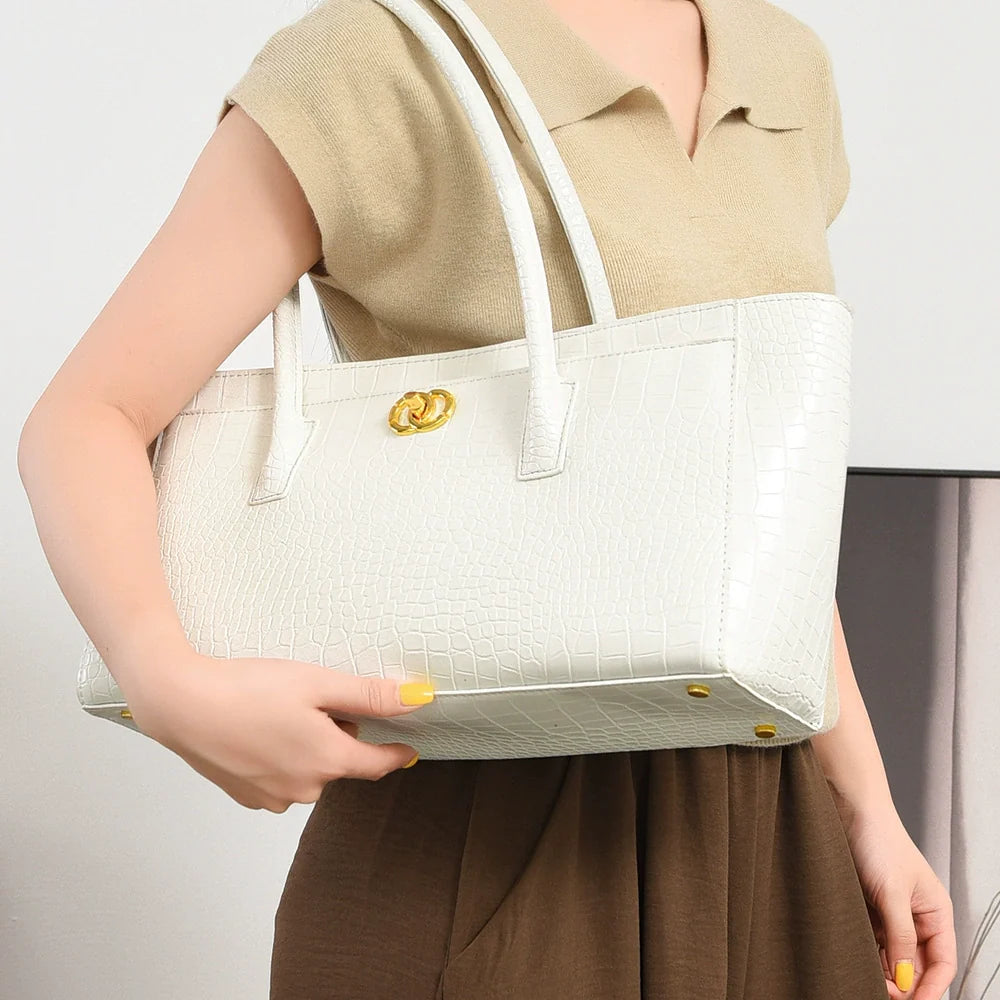 Textura Xiaoxiangfeng Mais fácil para combinar com bolsa de ombro FashionClassy sentido padrão de crocodilo bolsa de ombro Casual feminina Roupas de trabalho bolsa de axila