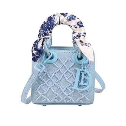 Bolsa Princesa Diana com Bordado Pesado, Nova Moda, Bolsa de Seda, Bolsa de Ombro de Alta Qualidade para Mulheres