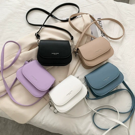 Bolsa de ombro versátil nova de outono e inverno em cores doces, bolsa de sela moderna, fresca e de alto padrão, bolsa transversal para mulheres