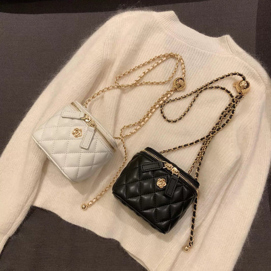Bolsa feminina 2025 Nova coleção camélia losango corrente caixa bolsa pequena feminina verão mini bolsa de ombro transversal