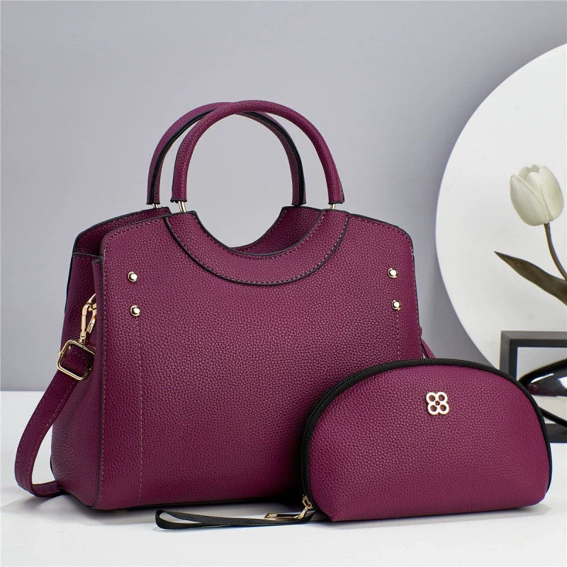 Conjunto de bolsas femininas de Taizhou, bolsa mãe, duas peças, cor pura, grande capacidade, bolsa feminina de ombro, bolsa transversal, bolsas por atacado.