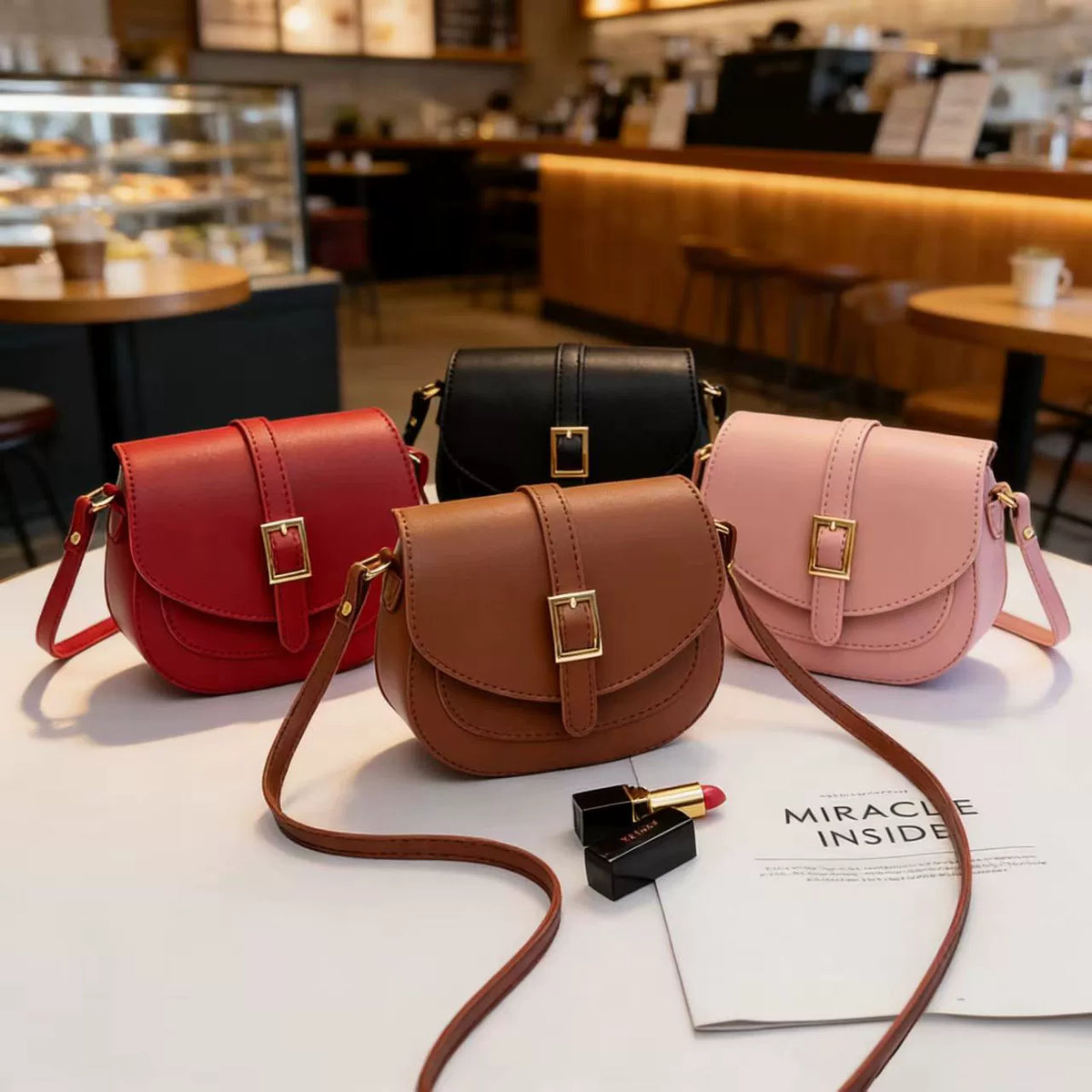 Bolsa Transversal Minimalista com Fivela de Metal e Alça Ajustável - Bolsa Saddle Commuter 2026 Versátil e Estilosa para Mulheres