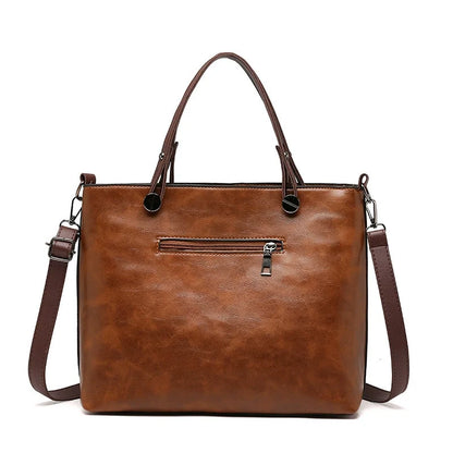 Bolsa transversal feminina PU grande capacidade 2023, nova moda europeia e americana, bolsa de ombro retrô, bolsa tote simples e moderna.