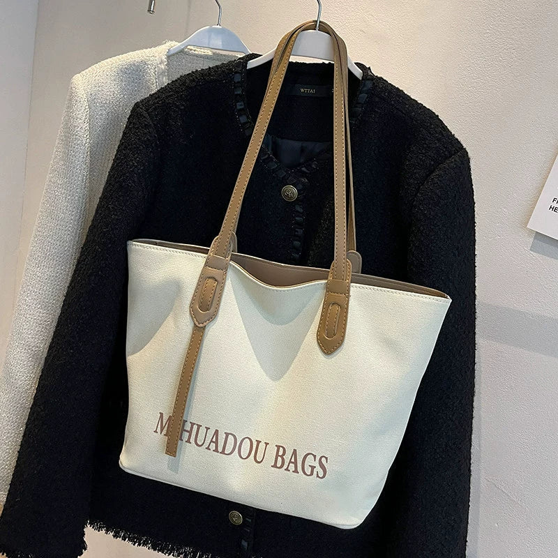 Sacola de Lona - Grande Capacidade Feminina, Novo Design Premium 2026, Bolsa de Mão de Tecido, Sacola Grande para o Dia a Dia
