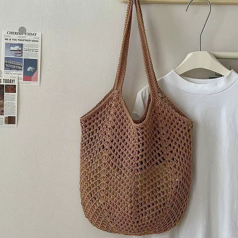 Bolsa Tote de Grande Capacidade, Bolsa de Palha, Bolsa de Ombro de Verão, Bolsa de Palha Feminina Feita à Mão, Nova Bolsa de Praia para Férias