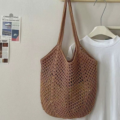 Bolsa Tote de Grande Capacidade, Bolsa de Palha, Bolsa de Ombro de Verão, Bolsa de Palha Feminina Feita à Mão, Nova Bolsa de Praia para Férias