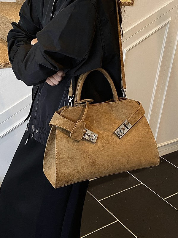 Bolsa Tote de Camurça Nova 2025 - Bolsa de Ombro Feminina Moderna e Elegante de Grande Capacidade - Bolsa de Mão Estilo Motociclista com Textura Premium