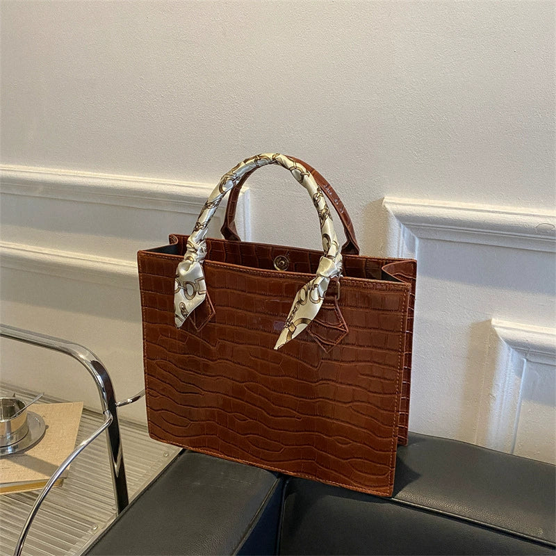Bolsa Feminina de Alta Qualidade e Grande Capacidade 2026: Nova Moda, Bolsa Tote Simples para o Dia a Dia com Estampa Crocodilo