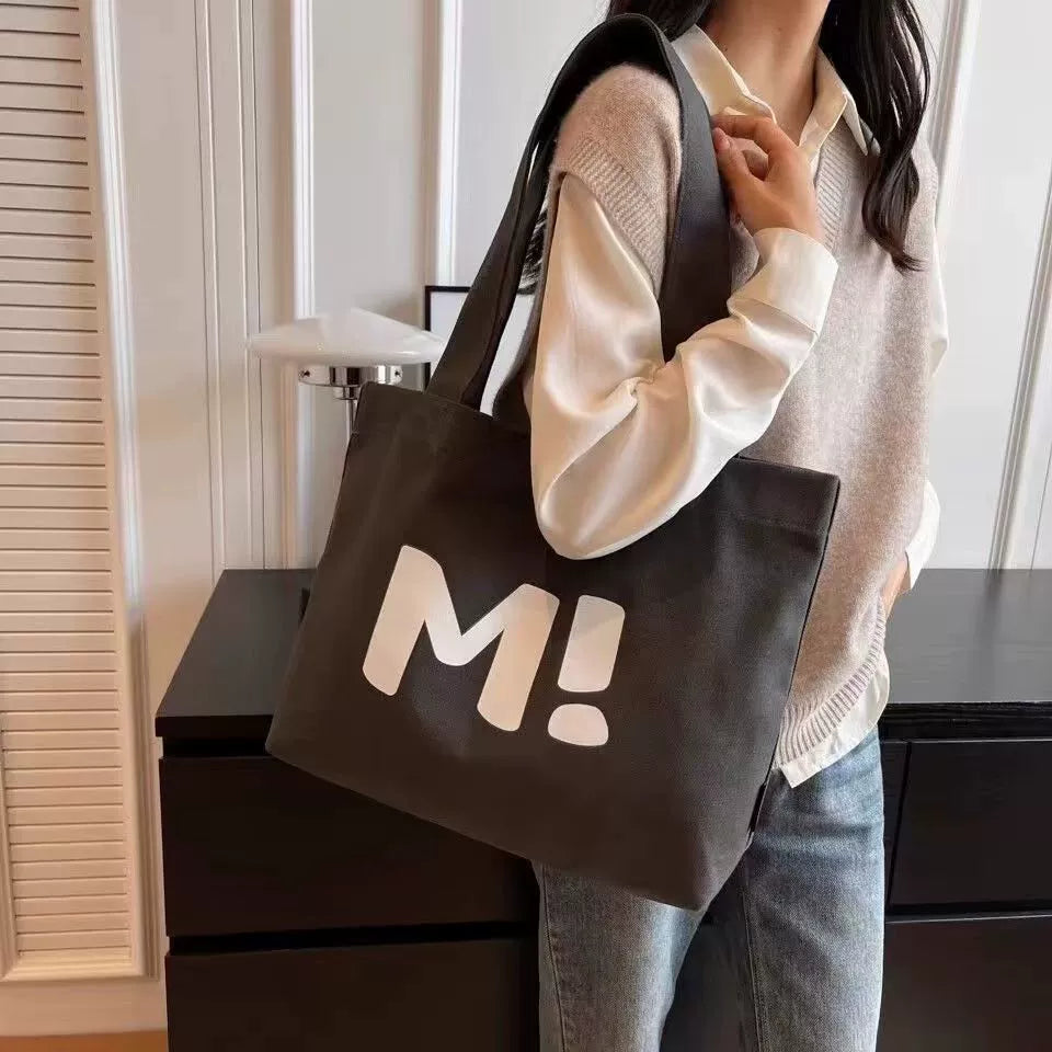Sacola de lona feminina grande capacidade resistente sacola de compras de supermercado simples e versátil 2024 nova bolsa de ombro sacola tote