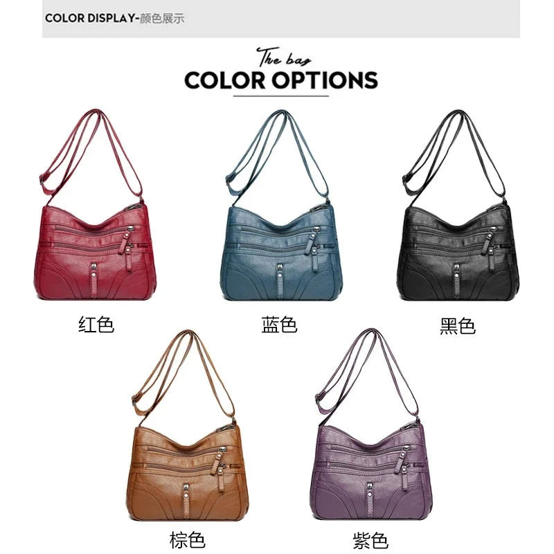 Nova coleção de bolsas de exportação transfronteiriça. A bolsa feminina mais fácil de combinar, bolsa tiracolo, bolsa de ombro de grande capacidade com textura de couro macio e moderna, bolsa de vestuário feminino.