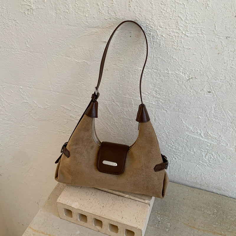 Design de nicho 2026 nova bolsa feminina OutonoRetro pequena bolsa quadrada de ombro Roupa de Trabalho bolsa de axila bolsa baguete
