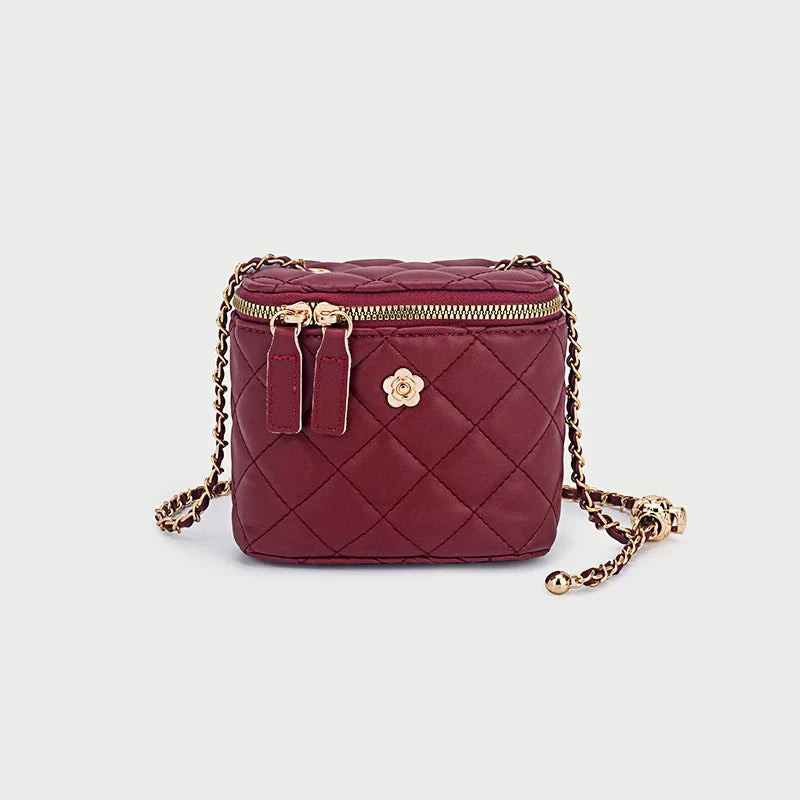 Bolsa feminina 2025 Nova coleção camélia losango corrente caixa bolsa pequena feminina verão mini bolsa de ombro transversal