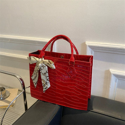 Bolsa Feminina de Alta Qualidade e Grande Capacidade 2026: Nova Moda, Bolsa Tote Simples para o Dia a Dia com Estampa Crocodilo