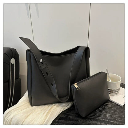Bolsa de Grande Capacidade para Mulheres 2025 Outono Novo Estilo Bolsa Mãe-Filha Retro Moda Bolsa de Ombro Única Bolsa de Balde Portátil.