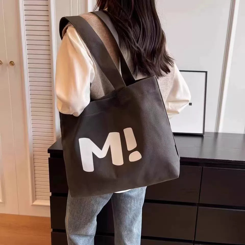 Sacola de lona feminina grande capacidade resistente sacola de compras de supermercado simples e versátil 2024 nova bolsa de ombro sacola tote