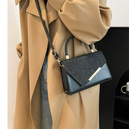 Bolsa transversal de ombro feminina de alta qualidade, estilo novo, versátil, com bordado em fio dourado, pequena e quadrada.