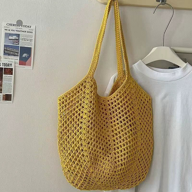 Bolsa Tote de Grande Capacidade, Bolsa de Palha, Bolsa de Ombro de Verão, Bolsa de Palha Feminina Feita à Mão, Nova Bolsa de Praia para Férias