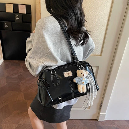 2026 Nova Coleção Moda Cor Contrastante Bolsa de Grande Capacidade Feminina Sen Meng Bolsa de Ombro Moderna para o Dia a Dia Bolsa Satchel Tote Sensível