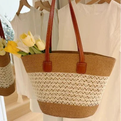 Bolsa de palha feita à mão para mulheres 2025 nova bolsa de ombro elegante de grande capacidade bolsa de ombro bolsa de praia.
