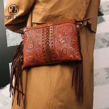 Bolsa Boêmia de Estilo Novo com Franjas, Bolsa Transversal, Bolsa de Ombro, Bolsa de Alta Quality, Bolsa Feminina em Couro PU Impresso