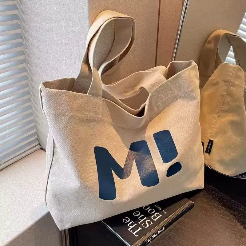 Sacola de lona feminina grande capacidade resistente sacola de compras de supermercado simples e versátil 2024 nova bolsa de ombro sacola tote