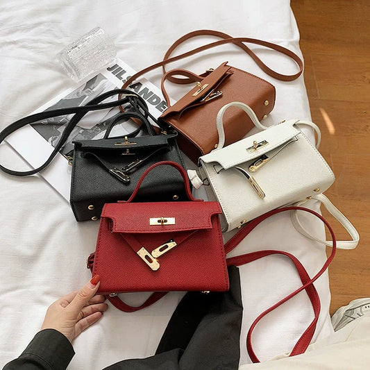 Nova Bolsa Feminina Versátil 2026: Bolsa Retrô Kelly de Ombro Único Transversal Pequena Quadrada – Atacado