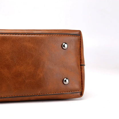 Bolsa transversal feminina PU grande capacidade 2023, nova moda europeia e americana, bolsa de ombro retrô, bolsa tote simples e moderna.