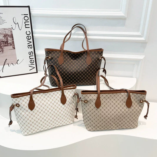 Bolsa Feminina 2025 Nova Moda e Estilosa Estampada Bolsa de Ombro Bolsa de Mão Bolsa de Trabalho Grande Capacidade Sacola