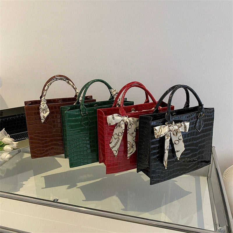 Bolsa Feminina de Alta Qualidade e Grande Capacidade 2026: Nova Moda, Bolsa Tote Simples para o Dia a Dia com Estampa Crocodilo