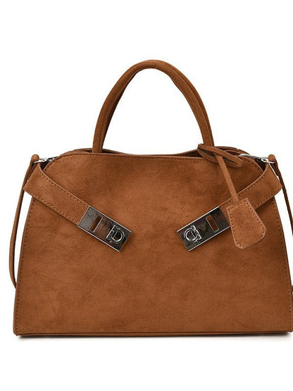 Bolsa Tote de Camurça Nova 2025 - Bolsa de Ombro Feminina Moderna e Elegante de Grande Capacidade - Bolsa de Mão Estilo Motociclista com Textura Premium