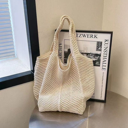 Bolsa Tote de Grande Capacidade, Bolsa de Palha, Bolsa de Ombro de Verão, Bolsa de Palha Feminina Feita à Mão, Nova Bolsa de Praia para Férias