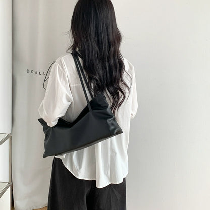 Bolsa de Ombro em Couro Genuíno - Estilo Coreano, Design Exclusivo, Ideal para o Dia a Dia, Sacola de Grande Capacidade, Novidade, Toque Sofisticado, Bolsa de Axila Versátil.