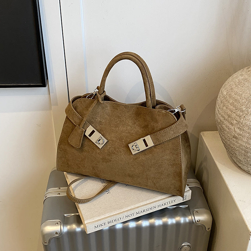 Bolsa Tote de Camurça Nova 2025 - Bolsa de Ombro Feminina Moderna e Elegante de Grande Capacidade - Bolsa de Mão Estilo Motociclista com Textura Premium
