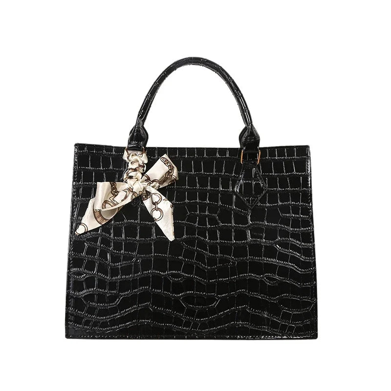 Bolsa Feminina de Alta Qualidade e Grande Capacidade 2026: Nova Moda, Bolsa Tote Simples para o Dia a Dia com Estampa Crocodilo