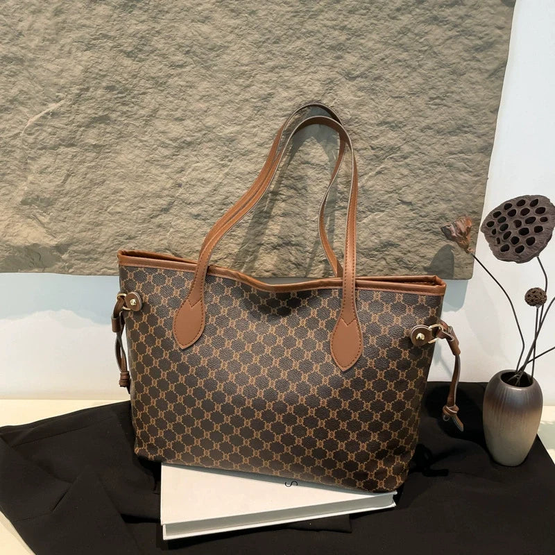 Bolsa Feminina 2025 Nova Moda e Estilosa Estampada Bolsa de Ombro Bolsa de Mão Bolsa de Trabalho Grande Capacidade Sacola