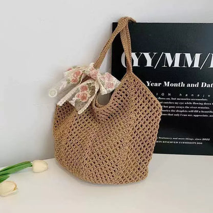 Bolsa Tote de Grande Capacidade, Bolsa de Palha, Bolsa de Ombro de Verão, Bolsa de Palha Feminina Feita à Mão, Nova Bolsa de Praia para Férias