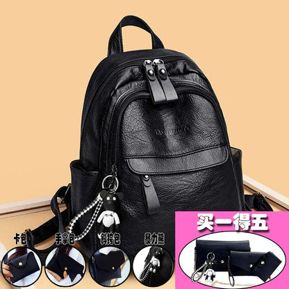 Mochila feminina escolar versátil em couro PU de grande capacidade, casual, pode ser usada para etiquetar fábrica, dropshipping.