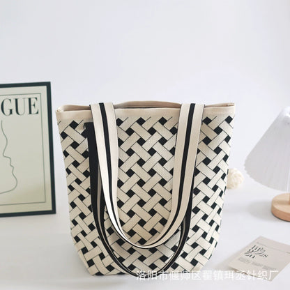 Bolsa de malha de grande capacidade bolsa de ombro feminina versátil moda crossbody bolsa balde bolsa de ombro