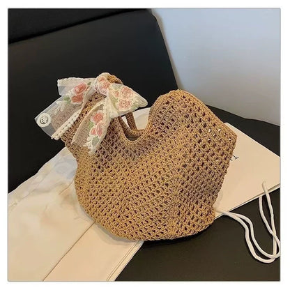 Bolsa Tote de Grande Capacidade, Bolsa de Palha, Bolsa de Ombro de Verão, Bolsa de Palha Feminina Feita à Mão, Nova Bolsa de Praia para Férias