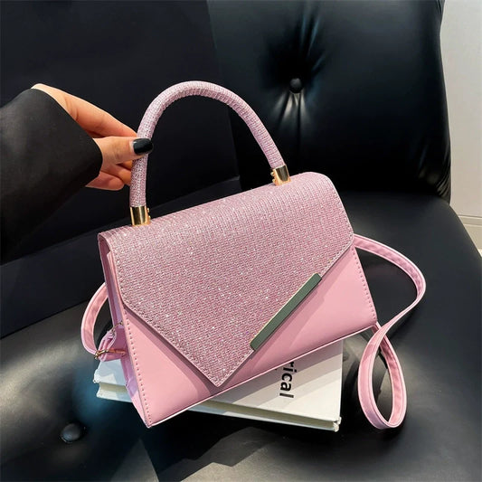 Bolsa transversal de ombro feminina de alta qualidade, estilo novo, versátil, com bordado em fio dourado, pequena e quadrada.