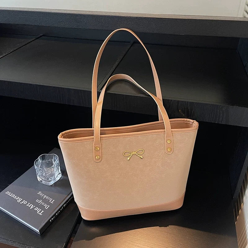 Bolsa de Ombro Retrô de Grande Capacidade Feminina Outono/Inverno 2025, Nova Coleção, Moda Casual, Bolsa de Ombro de Nicho, Bolsa Tote para Trabalho