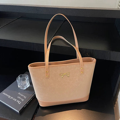 Bolsa de Ombro Retrô de Grande Capacidade Feminina Outono/Inverno 2025, Nova Coleção, Moda Casual, Bolsa de Ombro de Nicho, Bolsa Tote para Trabalho