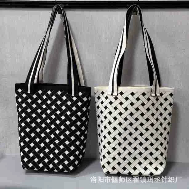 Bolsa de malha de grande capacidade bolsa de ombro feminina versátil moda crossbody bolsa balde bolsa de ombro