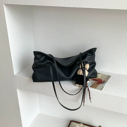 Bolsa de Ombro em Couro Genuíno - Estilo Coreano, Design Exclusivo, Ideal para o Dia a Dia, Sacola de Grande Capacidade, Novidade, Toque Sofisticado, Bolsa de Axila Versátil.