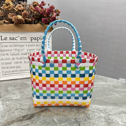 Nova bolsa de presente de cesta de presente de plástico tecido bolsa de presente estilo fresco bolsa de praia bolsa feminina.